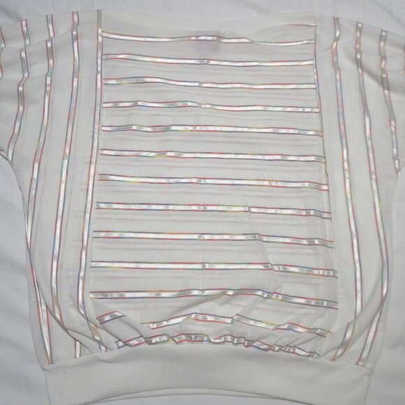 Vintage Style Plus of California Ladies Rainbow Ribbon Inlay Top Sz M - Picture 5 of 6